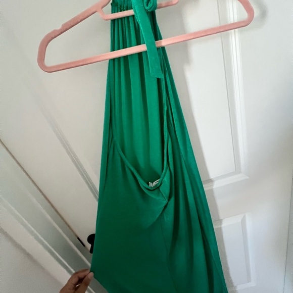 ASOS DESIGN halter slinky beach midi dress in emerald green Size 10 - Picture 11 of 13